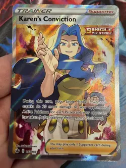 Pokemon Karen’s Conviction Full Art Trainer Secret Rare 81/70 NM/M Fresh Pull - Image 1
