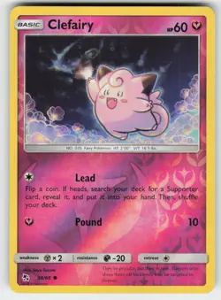 Clefairy 38/68 Common Hidden Fates Pokemon Reverse Holo Near Mint - Image 1
