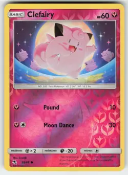 Clefairy 39/68 Common Hidden Fates Pokemon Reverse Holo Lightly Played - Image 1