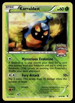 Karrablast 8/101 (Championship Series) [Staff] Crosshatch Holo 8/101 Pokemon TCG - Image 1