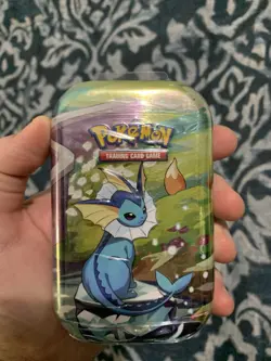 Pokemon TCG Scarlet & Violet Prismatic Evolutions Mini Tin Sealed Vaporeon New - Image 2