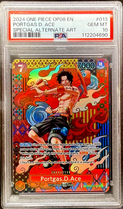 One Piece Portgas D. Ace OP08 Special SP Alternate Alt Art Parallel ENG PSA 10 - Image 1