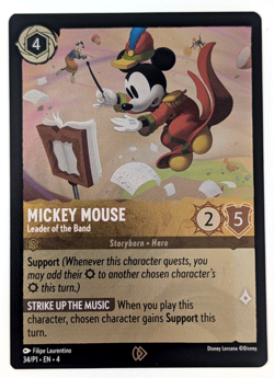 Disney Lorcana MICKEY MOUSE Leader of the Band 34/P1 Cold Foil Promo NM/M - Image 1