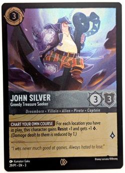 Disney Lorcana JOHN SILVER GREEDY TREASURE SEEKER 29/P1 Cold Foil Promo NM/M - Image 1