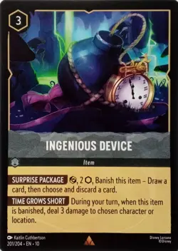 201/204 INGENIOUS DEVICE EN10 RARE DISNEY LORCANA CARD - Image 1