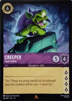 50/204 CREEPER LOYAL LACKEY EN10 RARE DISNEY LORCANA CARD - Image 1