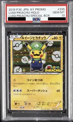 PSA 10 Luigi Pikachu 295/XY-P Mario Special Box Promo Pokemon Card Japanese - Image 1