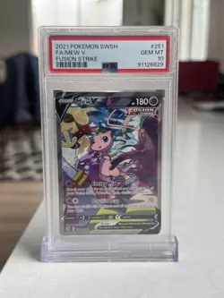 Pokemon Mew V Alternate Full Art 251/264 Fusion Strike #251 Holo GEM MINT PSA 10 - Image 1