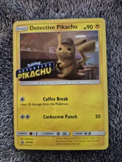 Pokemon TCG Detective Pikachu SM190 Detective Pikachu Stamped Holo Promo 90 HP - Image 1