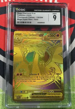 CGC 9 Mega Charizard X EX 130/094 Hyper Rare Holo Phantasmal Flames Pokemon - Image 1