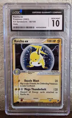 2003 Pokemon Raichu ex 98 EX Sandstorm Holo CGC 10 Gem Mint - Image 1