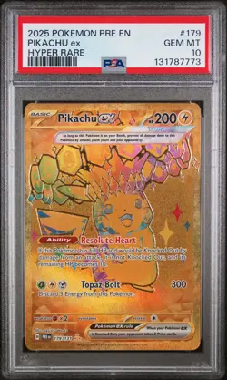 2025 POKEMON PRE EN-PRISMATIC EVOLUTIONS HYPER RARE #179 PIKACHU EX PSA 10 - Image 1