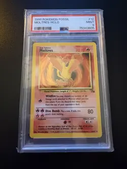 1999 Pokemon Fossil #12 Moltres Holo PSA 9 - Image 1