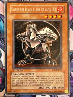 Horus The Black Flame Dragon LV4 SOD-EN006 YuGiOh Card RARE 1ST EDITION - Image 1