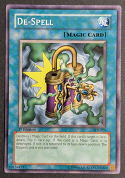 Yugioh TCG Card - 1x De-Spell - SDJ-029 - LP - 1st Edition - Vintage Common 2003 - Image 1