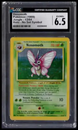 CGC 6.5 - Venomoth (Holo, No Set Symbol) - 1999 Pokemon - Jungle - #13 - Image 1