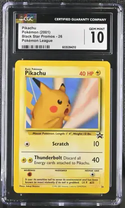 2001 POKEMON BLACK STAR PROMOS POKEMON LEAGUE #26 PIKACHU CGC 10 Pokemon Snap! - Image 1