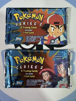 Pokemon Topps TV Animation Series 2 Sealed Pack Blue Logo MINT - QUANTITY 1 - Image 1