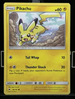 Pikachu - 40/147 - Common NM, English Pokemon Sun & Moon Burning Shadows - Image 3