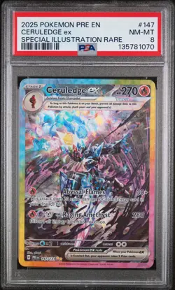 2025 POKEMON PRE EN-PRISMATIC EVOLUTIONS #147 CERULEDGE EX PSA 8 - Image 1
