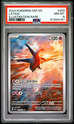 2024 POKEMON SSP EN-SURGING SPARKS ILLUSTRATION RARE #203 LATIOS PSA 8 - Image 1
