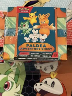 Pokemon Paldea Adventure Chest Box 2024 Promo Booster Mini Portfolio Sticker Toy - Image 5