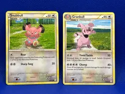 Pokemon TCG Granbull 22/123 & Snubbull 82/123 HGSS Non Holo - Image 1