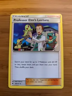 Pokemon : LOST THUNDER Professor Elm's Lecture 188/214 UNCOMMON non Holo trainer - Image 1