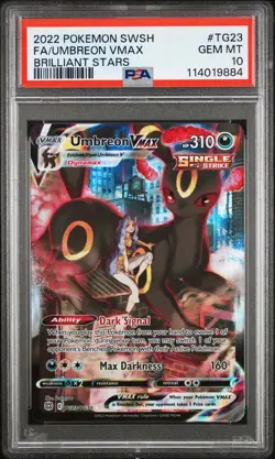 2022 POKEMON SWORD & SHIELD BRILLIANT STARS #TG23 FULL ART/UMBREON VMAX PSA 10 - Image 1