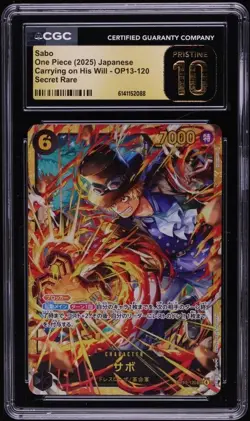 CGC 10 Pristine Sabo OP13-120 SP SEC Carrying on His One Piece Jpn - Image 1