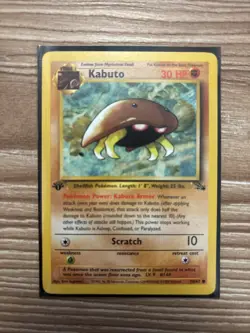 Pokemon TCG Kabuto Fossil 1st Edition Common Card 50/62 Regular NM - Image 1