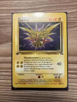 Pokemon TCG Zapdos 1st Edition Fossil Non-Holo Rare Card 30/62 LP Condition - Image 1