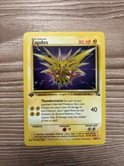 Pokemon TCG Zapdos 1st Edition Fossil Non-Holo Rare Card 30/62 LP Condition - Image 2