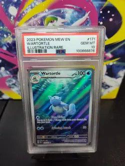 2023 POKEMON SV 151 - MEW EN #171/165 WARTORTLE ILLUSTRATION RARE PSA 10 - Image 1