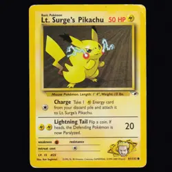 Lt. Surge's Pikachu 81/132 Gym Heroes Common Pokemon TCG HP - Image 1