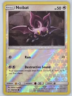 Noibat 100/131 Pokemon - Reverse Holo Sun & Moon Forbidden Light MP - Image 1