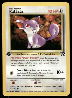 2000 Pokemon Rattata Common Team Rocket 66/82 1st Edition DMG - Image 1