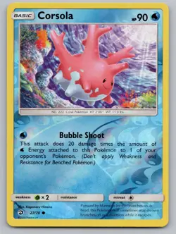 Corsola 27/70 Common Dragon Majesty Pokemon Reverse Holo LP - Image 1