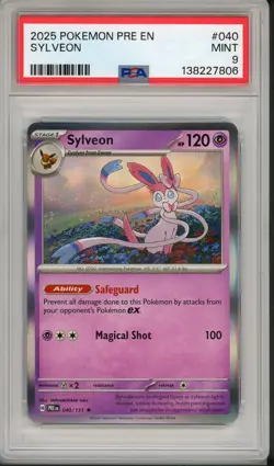 2025 Pokemon Prismatic Evolutions Sylveon Holo #040 PSA 9 - Image 1