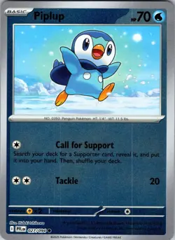 Piplup 027/094 Common Phantasmal Flames Pokemon Reverse Holo NM - Image 1
