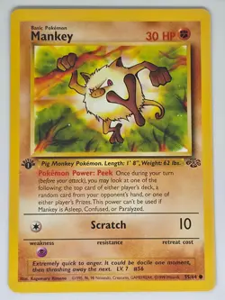 Mankey 55/64 1st Edition C Pokemon Jungle NM - Image 1