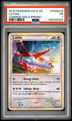 2010 POKEMON HEARTGOLD & SOULSILVER PROMO COSMOS HOLO #HGSS10 LATIAS PSA 1 - Image 1