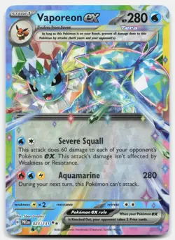 Vaporeon ex 023/131 Holo Double Rare Prismatic Evolutions Pokemon Near Mint - Image 1