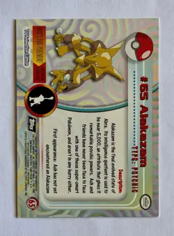 2000 Topps Holo Foil #65 Alakazam Pokemon Card TV Series 1 Black Label Topps - Image 2