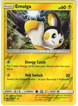 Pokemon TCG Emolga 35/111 Sm-Crimson Invasion Reverse Holo - Image 1