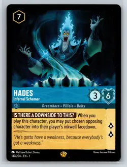 #147 Hades - Infernal Schemer - Legendary 2023 Disney Lorcana The First Chapter - Image 1