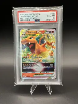 2022 Pokemon Sword & Shield CHARIZARD VSTAR Brilliant Stars #018 Card PSA 10 GEM - Image 1