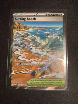 Surfing Beach #114/086 CRI Stadium Trainer Pokemon Card - Image 1