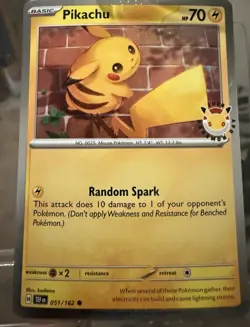 Pikachu 51/162, 2026 Pokemon Day Stamped Cosmos Holo Promo, Temporal Forces, NM - Image 1