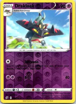 Drakloak 090/192 Uncommon Rebel Clash Pokemon Reverse Holo LP - Image 1